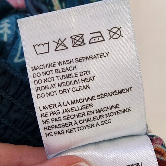 Farm Rio‎ Anthropologie Smocked Flounce Mini Skirt XL Blue Pink Floral Stretchy - Picture 9 of 10